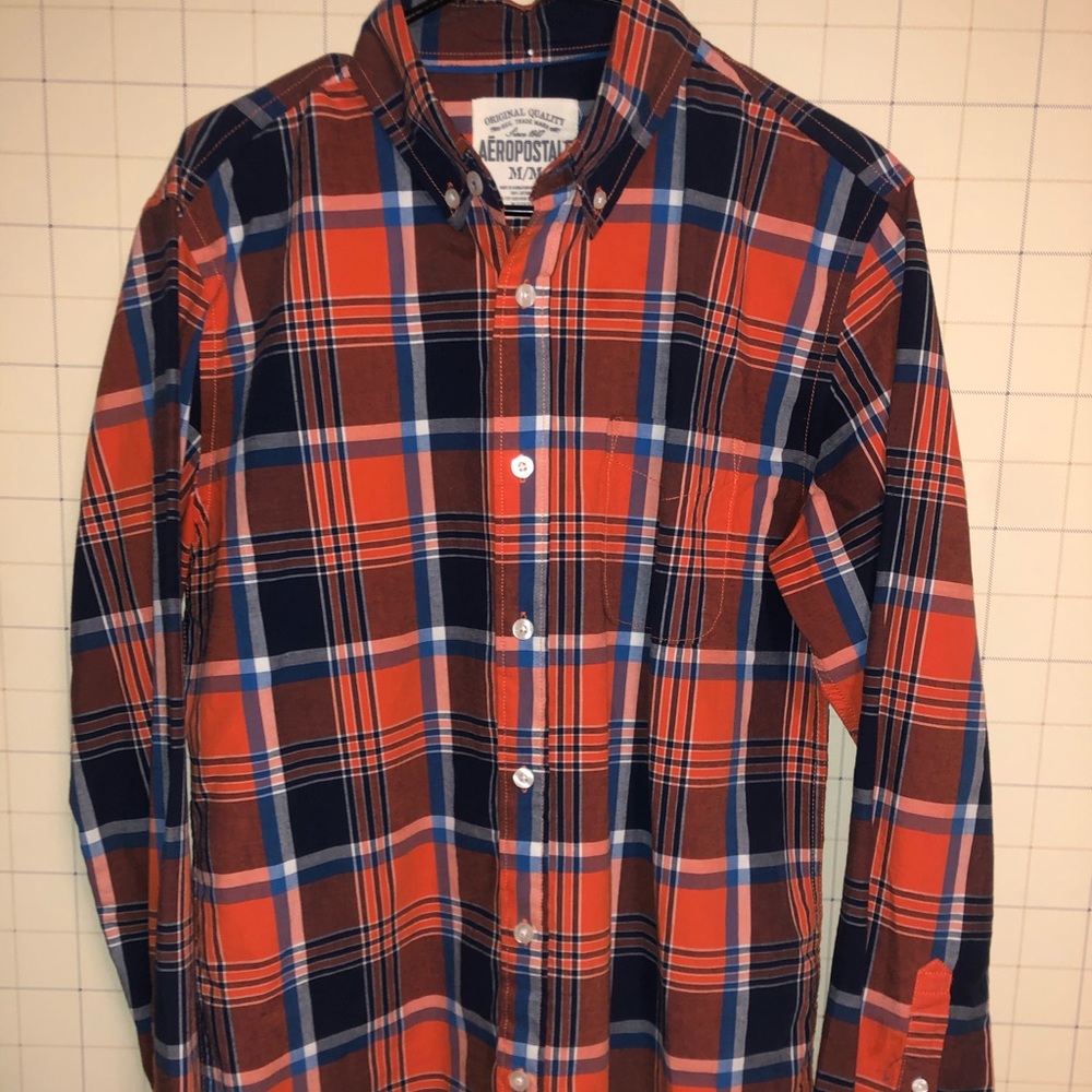 Orange/Navy button down shirt